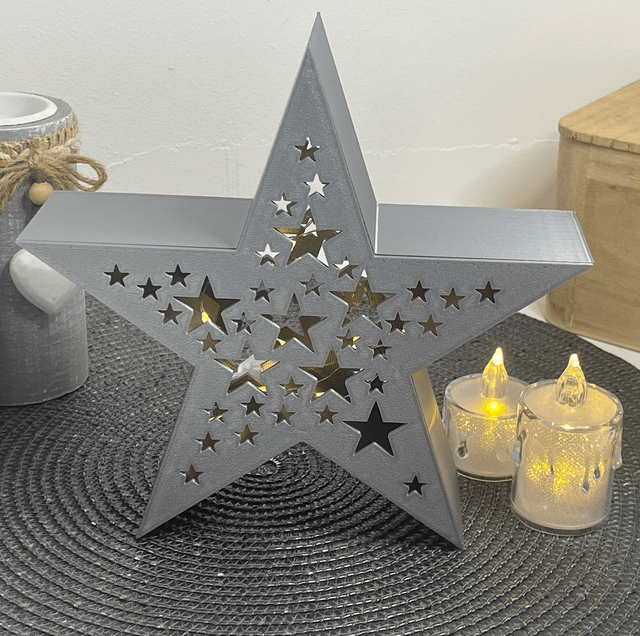 Étoile Lumineuse Argentée 18 cm – Décoration Intérieure