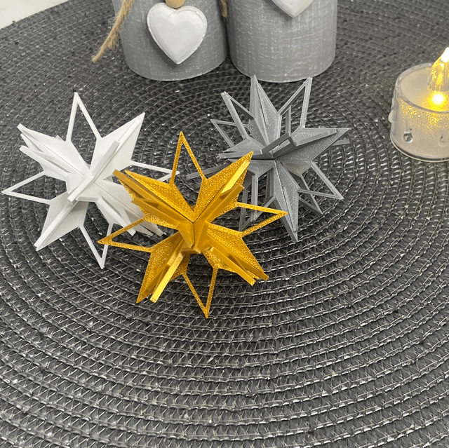 Décoration de sapin lot de 3 étoiles 