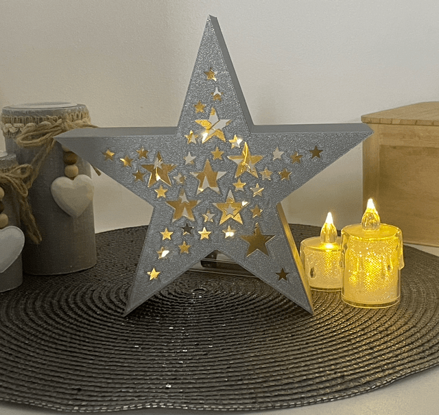 Étoile Lumineuse Argentée 18 cm – Décoration Intérieure